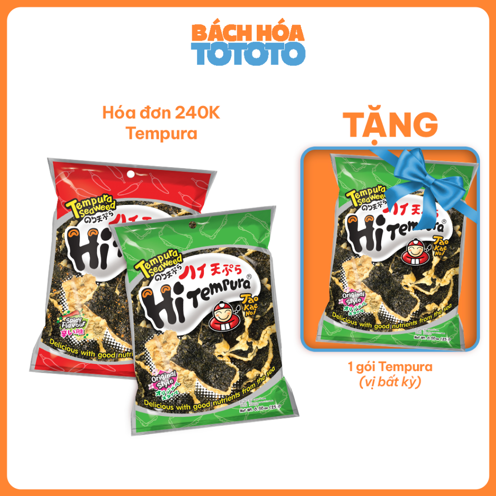 [COMBO 10 GÓI] Rong Biển Hi Tempura Taokaenoi 25g – Snack Thái Lan Giòn ...