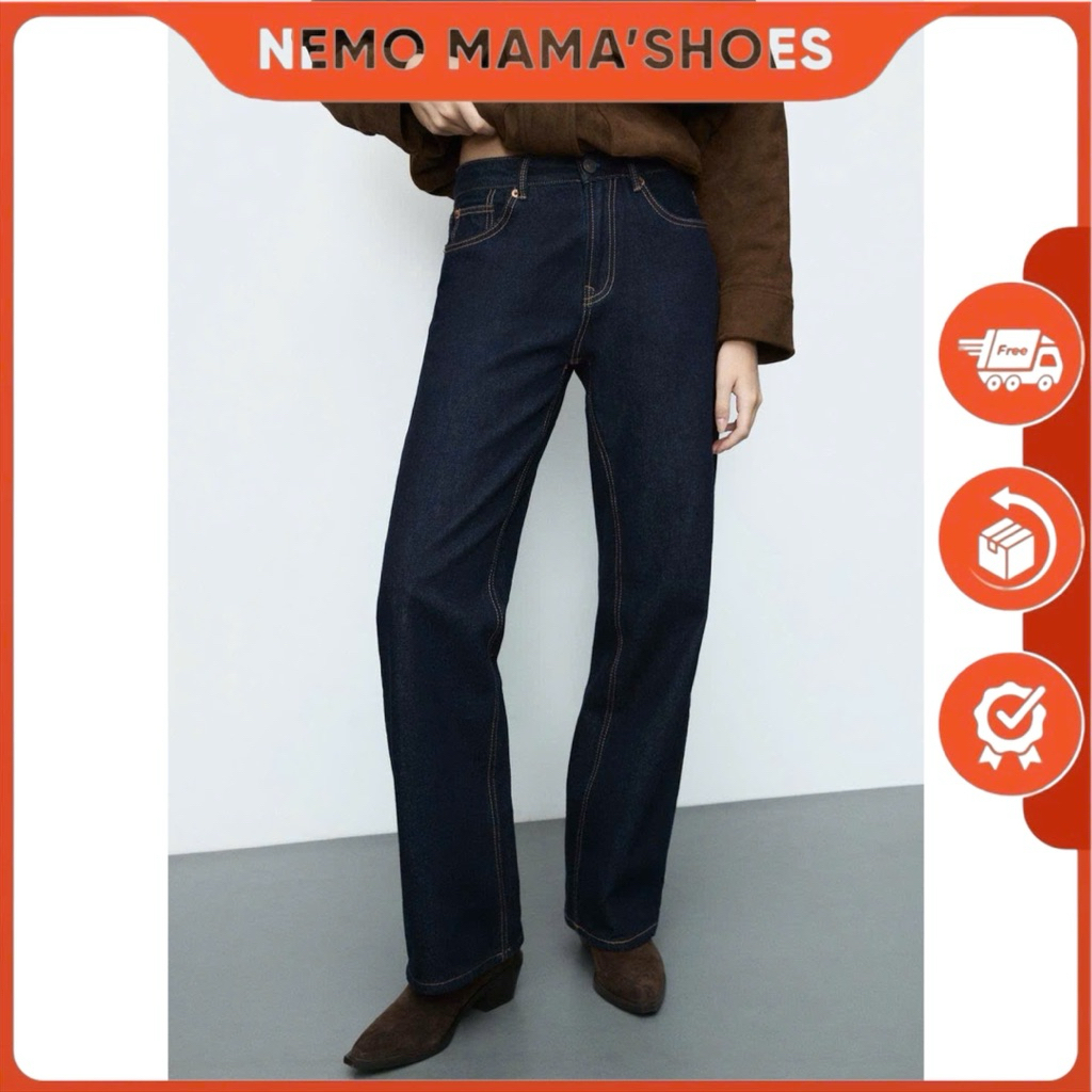 STRADIVARIUS QUẦN JEAN ỐNG SUÔNG XANH ĐẬM (260206018)