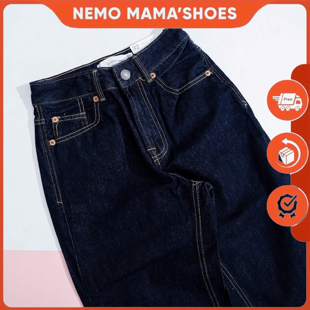 STRADIVARIUS QUẦN JEAN ỐNG SUÔNG XANH ĐẬM (260206018)