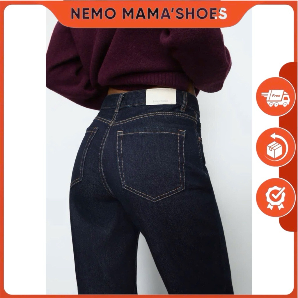 STRADIVARIUS QUẦN JEAN ỐNG SUÔNG XANH ĐẬM (260206018)
