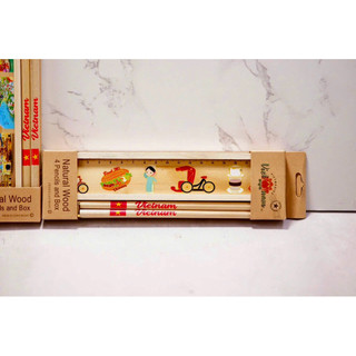 bộ BÚT CHÌ + THƯỚC KẺ GỖ _ PHONG CẢNH VIỆT NAM