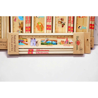 bộ BÚT CHÌ + THƯỚC KẺ GỖ _ PHONG CẢNH VIỆT NAM