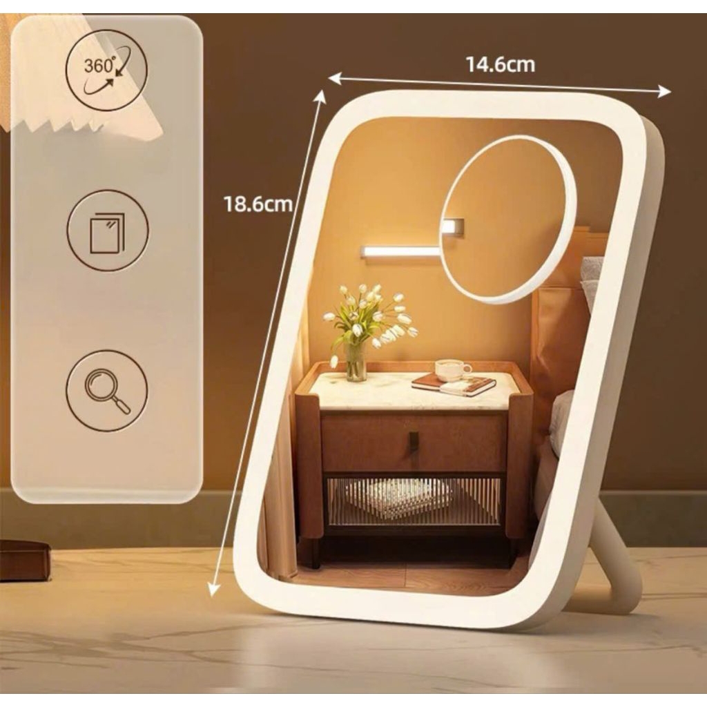 gương để bàn tích hợp đèn led bộ sạc usb