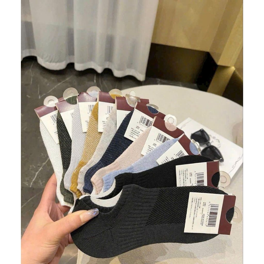 Set 10 đôi Tất lười hàn nam nữ chất liệu cotton co giãn, thấm hút tốt
