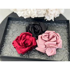 kẹp tóc càng cua hoa hồng lụa satin