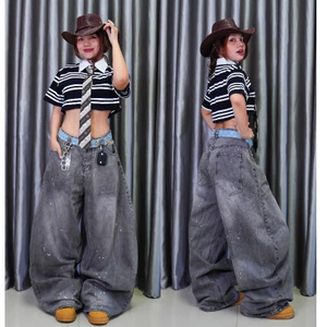 Quần Jeans Ống Siêu Rộng Unisex Xám Chuột Wash Cao Cấp Dày Dặn Phong Cách Đường Phố Style Ngầu StreetStyle M.I.O STORE
