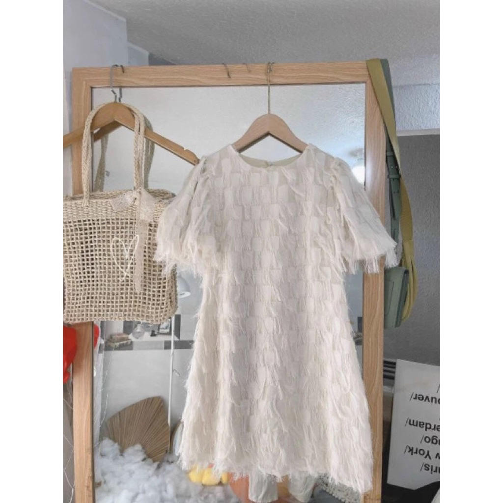 Đầm thiết kế nữ from rộng xuông lông vũ sang trọng thoải mái thích hợp đi tiệc đi chơi - pusu House