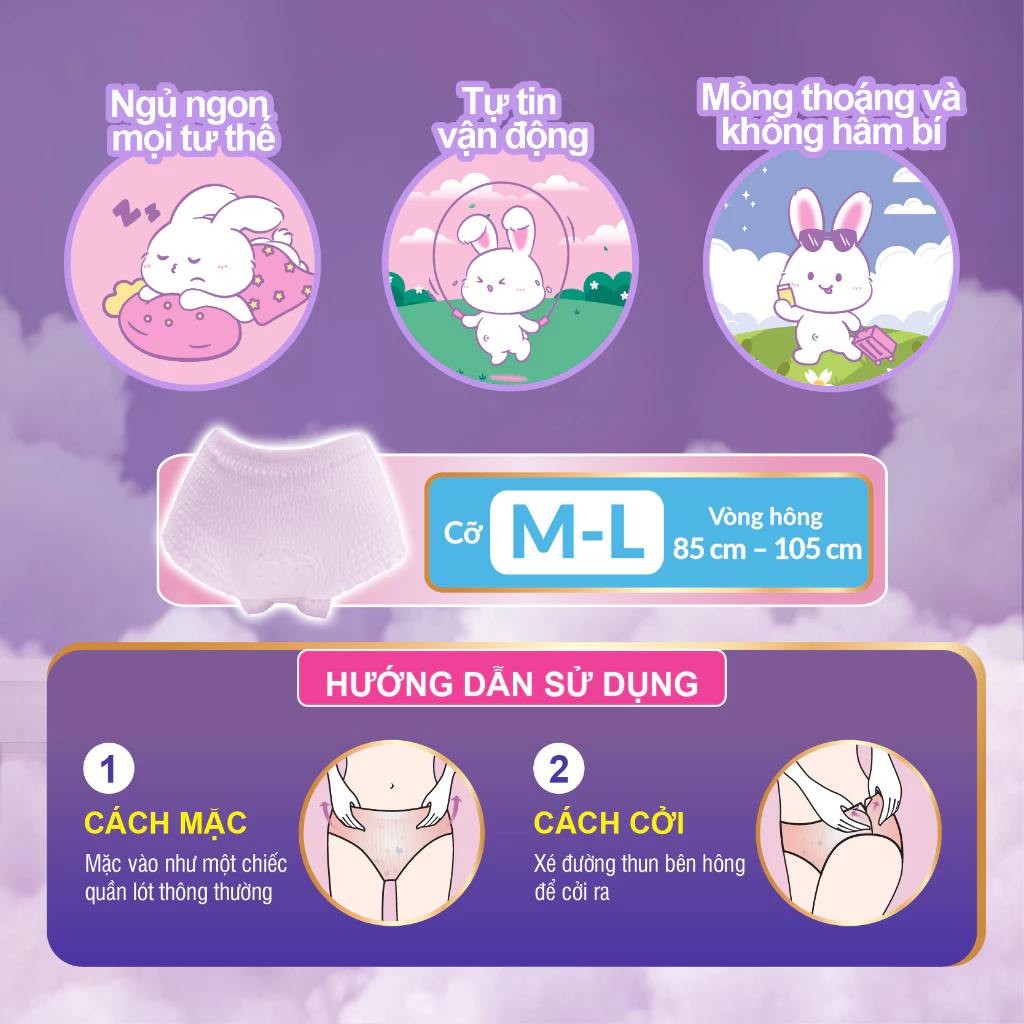 Băng vệ sinh quần Diana Comfy Night Mỏng Thoáng M-L 18 Miếng/Gói