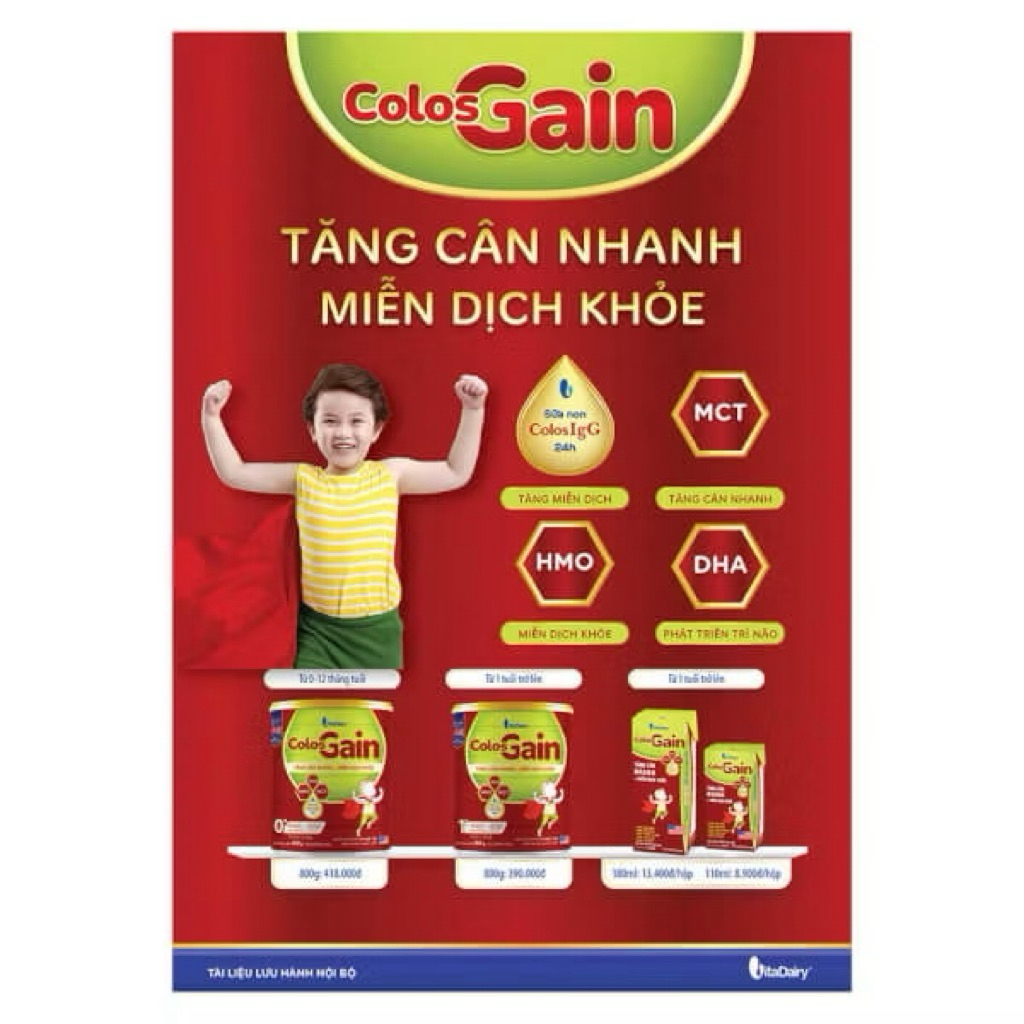 Thùng 48 Hộp Sữa Bột Pha Sẵn Vitadairy Colos Gain - 110ml [Bao Bì Thay Đổi Từng Đợt]