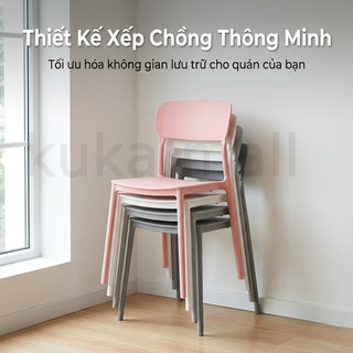 Ghế nhựa tựa lưng Bắc Âu, nhiều màu, phù hợp sân vườn & nhiều không gian trong nhà