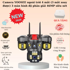 Camera YOOSEE ngoài trời 4 mắt 3 màn hình độ phân giải 46MP siêu nét, giám sát ngoài trời chống nước
