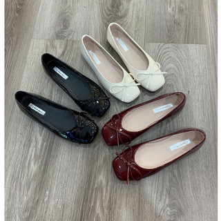{ MỞ BÁN }Giày búp bê lolita nữ đế bệt chất da bóng gắn Nơ thời trang mẫu mới hottren QC425