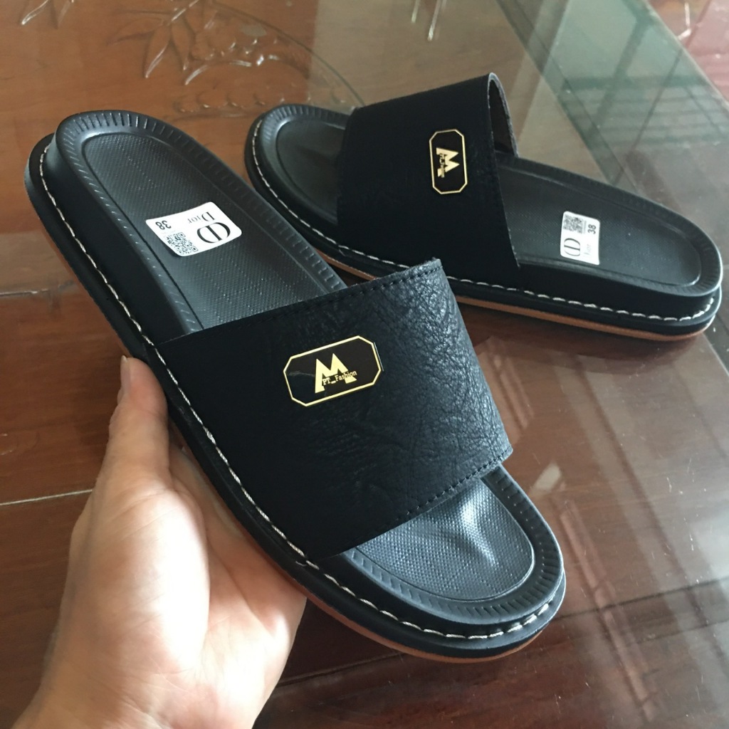 Dép Nam Da Quai Ngang Cao Cấp, Khâu Chỉ Bền Đẹp, Dép Nam Chống Trơn Êm Chân, Mẫu Mới Size 37-44