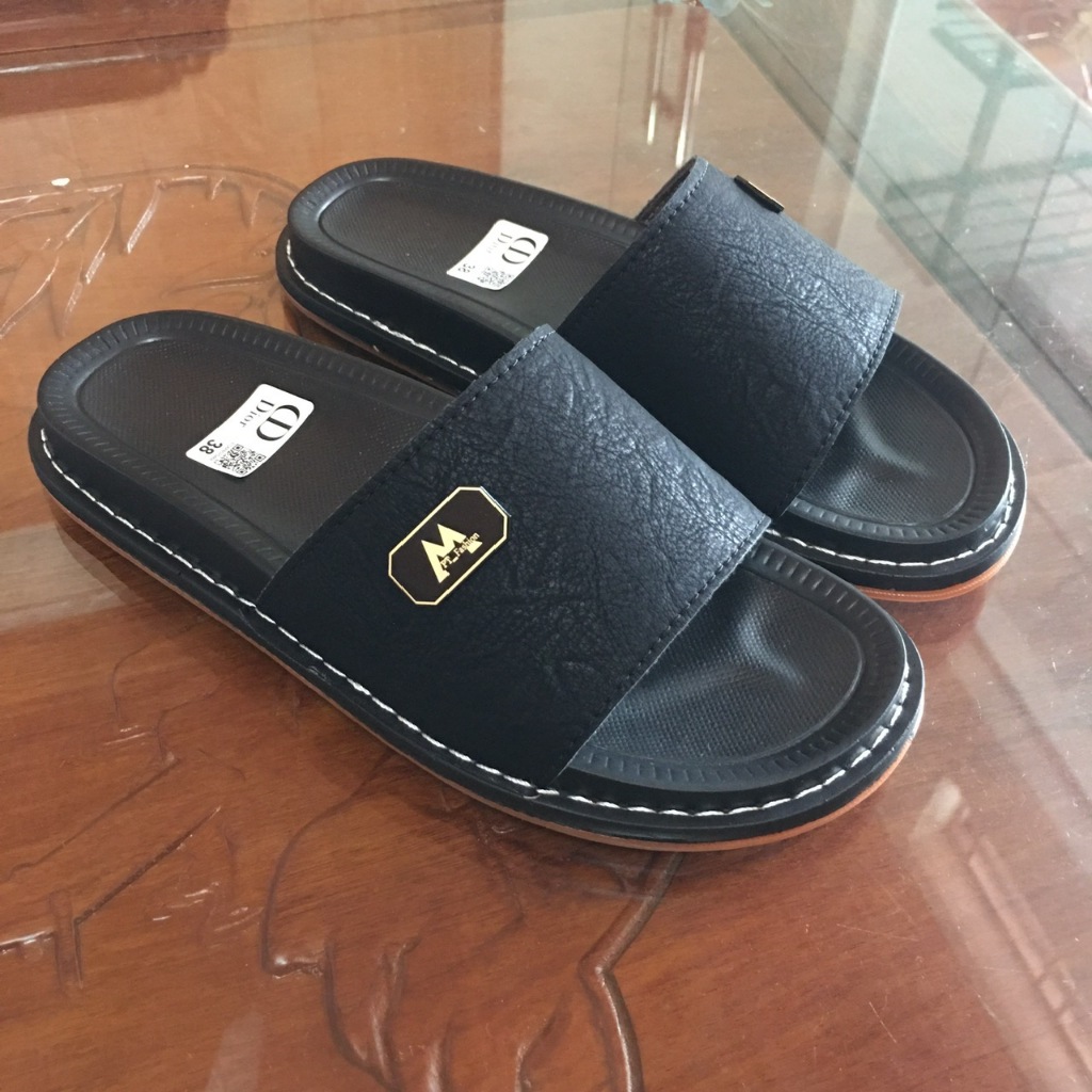 Dép Nam Da Quai Ngang Cao Cấp, Khâu Chỉ Bền Đẹp, Dép Nam Chống Trơn Êm Chân, Mẫu Mới Size 37-44