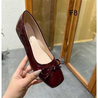 { MỞ BÁN }Giày búp bê lolita nữ đế bệt chất da bóng gắn Nơ thời trang mẫu mới hottren QC425