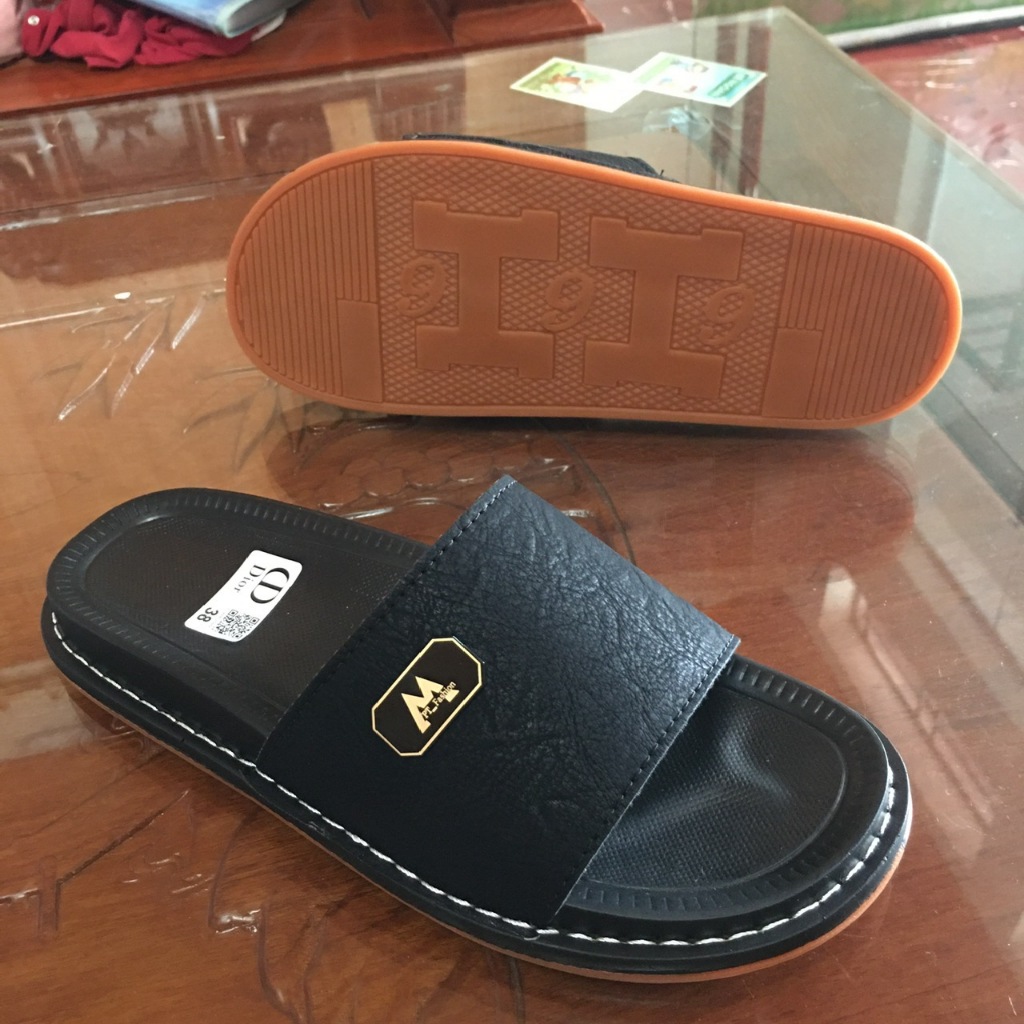 Dép Nam Da Quai Ngang Cao Cấp, Khâu Chỉ Bền Đẹp, Dép Nam Chống Trơn Êm Chân, Mẫu Mới Size 37-44