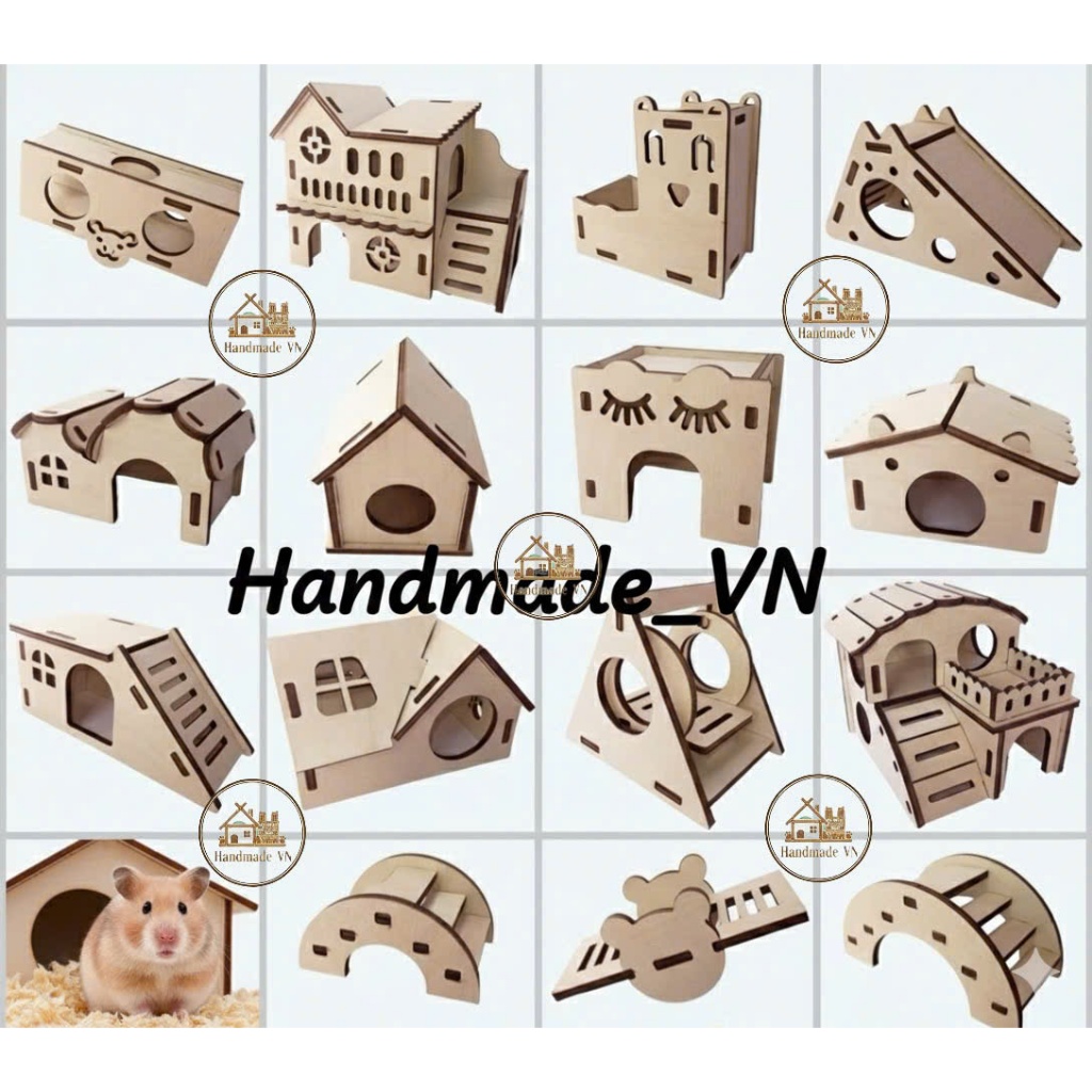 Nhà Ngủ Hamster Giá Rẻ - Nhà Gỗ Cho Chuột Hamster Nhiều Kiểu Dáng
