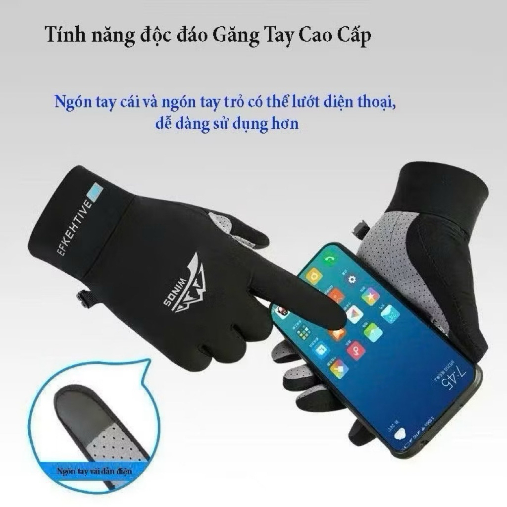 Găng tay chống nắng UPF50+ và tia UV băng lụa lạnh thoáng khí chống trượt phong cách thể thao