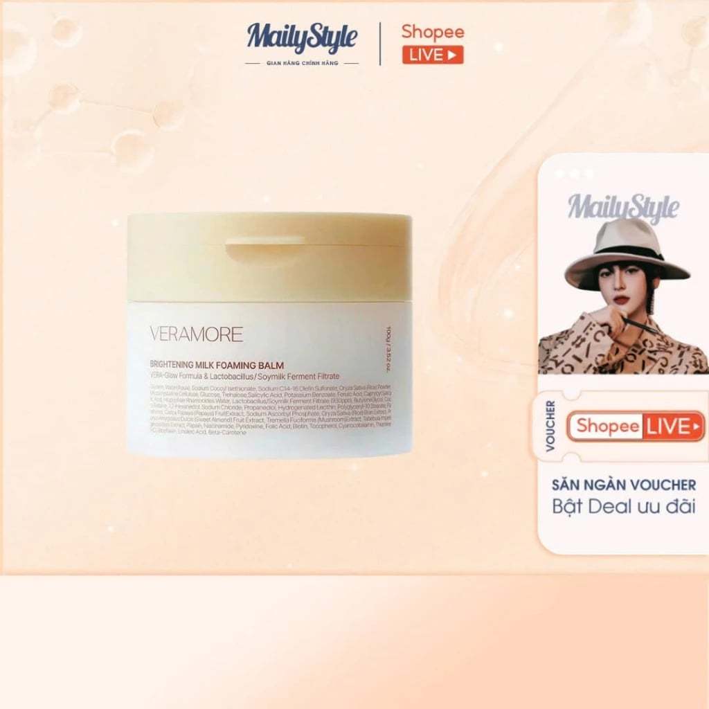 A63_ Sáp tẩy trang kiêm sữa rửa mặt dạng sữa Veramore Brightening Milk Foaming Balm 100g