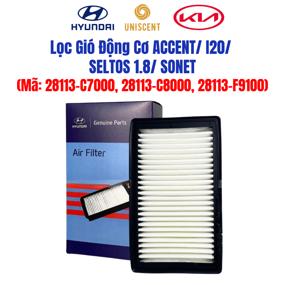 Lọc Gió Động Cơ Accent/ i20/ Seltos 1.8/ Sonet/ Carens/ Venue (28113C7000,28113C8000,28113F9100)