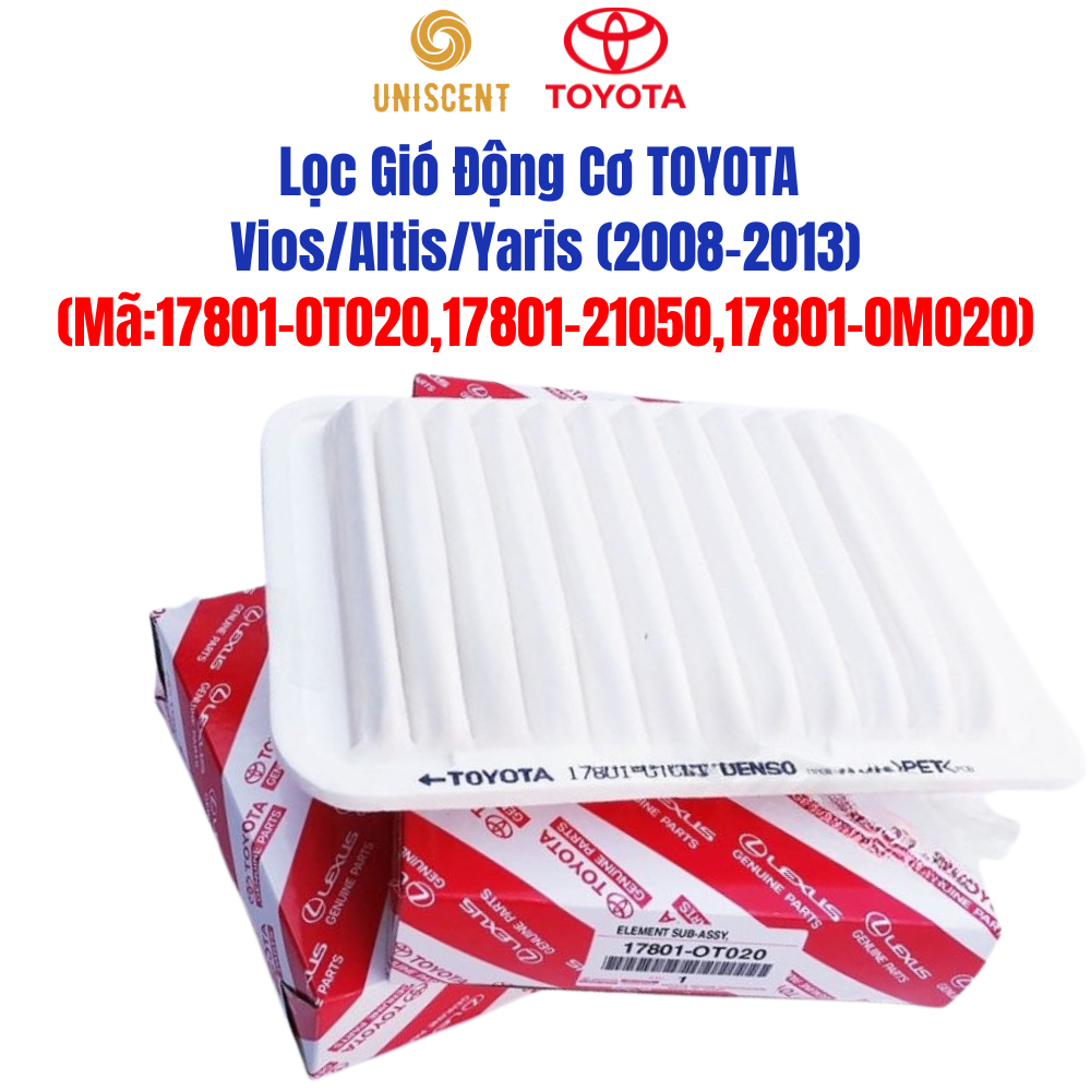 Lọc Gió Động Cơ TOYOTA Vios/ Altis/ Yaris (2008-13)-(Mã 178010T020,1780121050,178010M020) Chính Hãng
