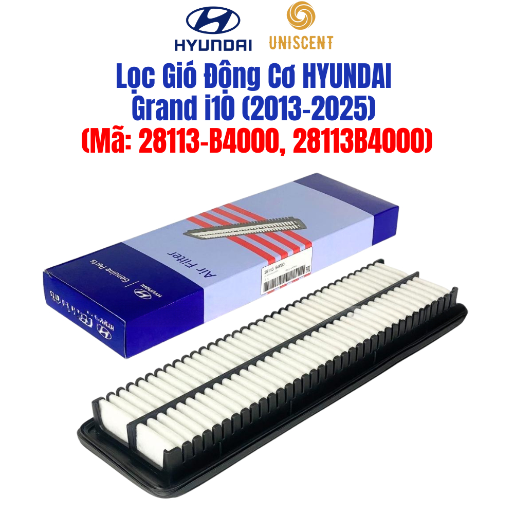 Lọc Gió Động Cơ i10 (2013-2025)/ Grand i10 (2013-2025) 3-4 Máy (Mã: 28113B4000)- Chính Hãng Xịn OEM