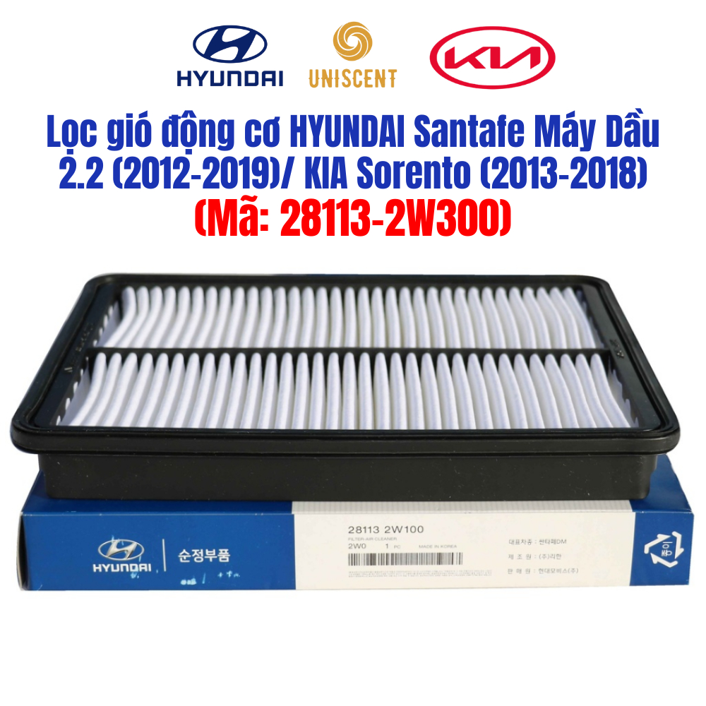 Lọc Gió Động Cơ Santafe Dầu (13-18)/ Sorento Dầu (13-19)- (Mã: 281132W300) Hàng Chính Hãng