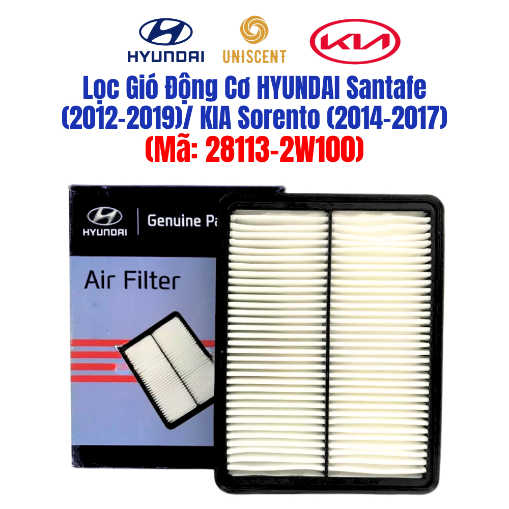 Lọc Gió Động Cơ Santafe Máy Xăng (12-19)- Sorento Máy Xăng (14-17) (Mã: 281132W100) Chính Hãng OEM