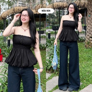 247store - Áo Bí Cúp Ngực Dáng Xoè Chất Gió Sần