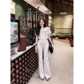 •𝙆𝙞𝙣𝙜𝙨𝙝𝙤𝙥𝙗𝙚𝙖𝙪𝙩𝙮•Quần Jean Trắng Ống Loe Wg QC
