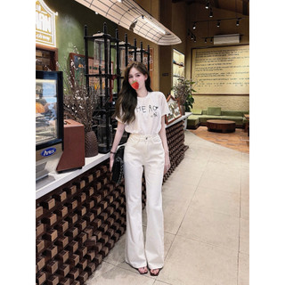 •𝙆𝙞𝙣𝙜𝙨𝙝𝙤𝙥𝙗𝙚𝙖𝙪𝙩𝙮•Quần Jean Trắng Ống Loe Wg QC