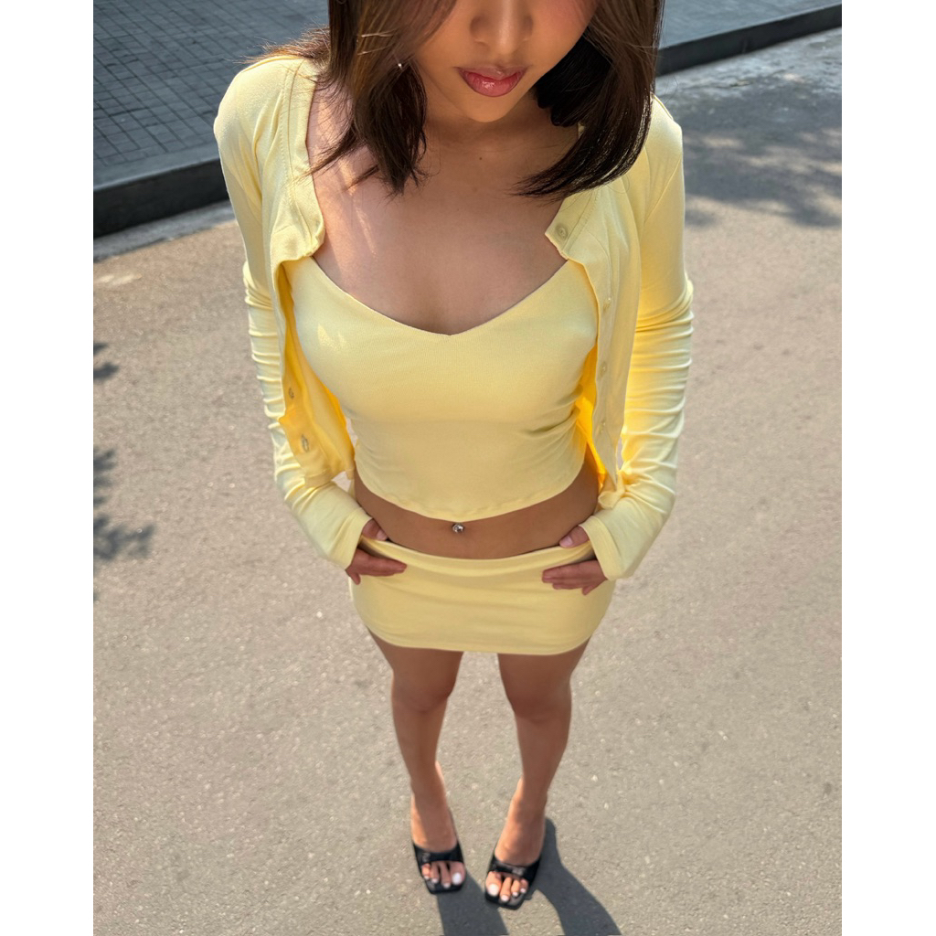Fresh Butter Set 3 Món – Áo Hai Dây Cardigan Váy Ngắn Nữ 💛