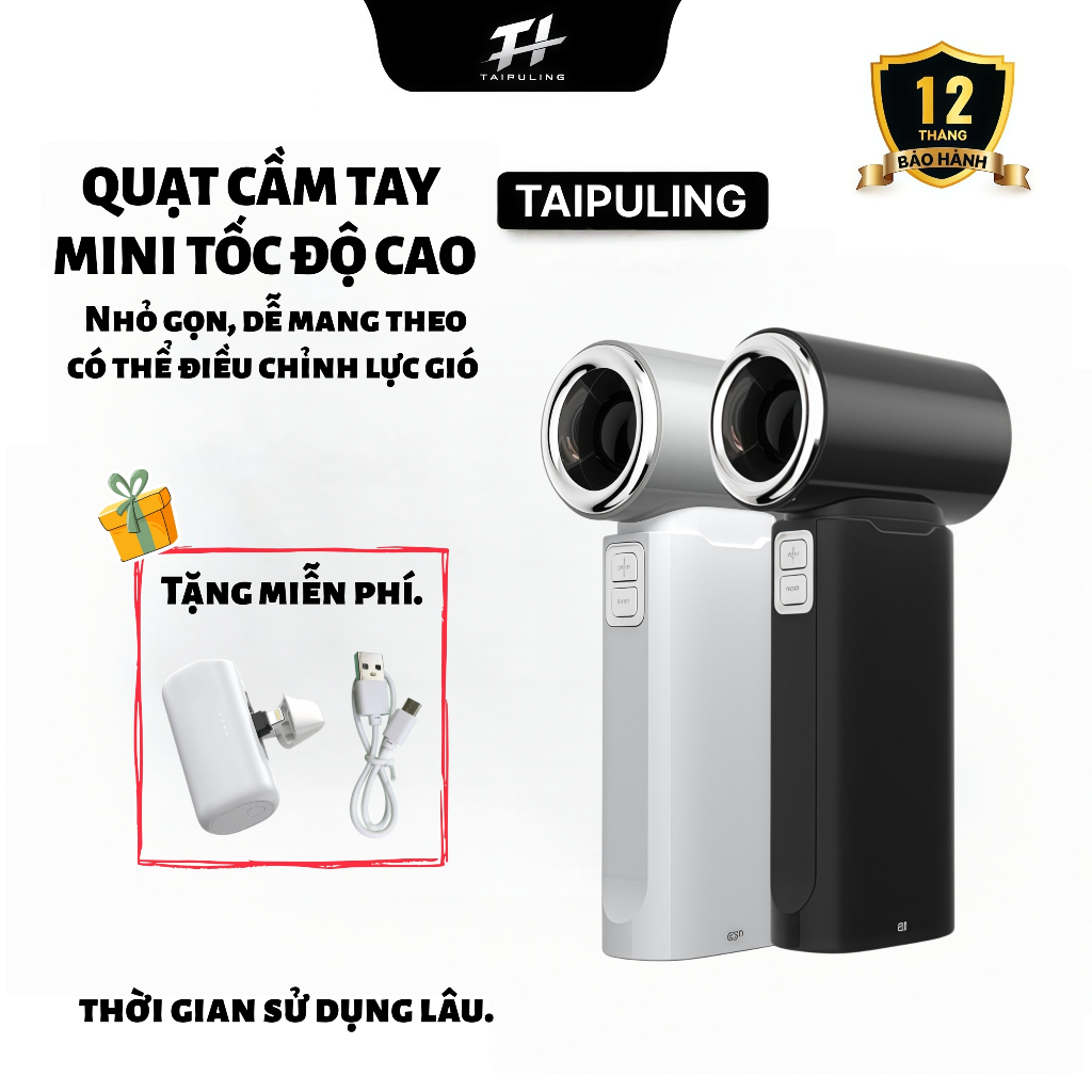 Quạt cầm tay mini  ABS 5 cấp độ gió 3600mAh - Sử dụng liên tục 12 Giờ - Hàng Chính hãng