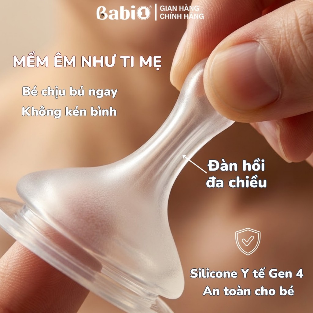 Bình Sữa Babi1 240ml PPSU Plus Không Vi Nhựa Cổ Rộng Có Tay Cầm Tặng Kèm Quà Chính Hãng