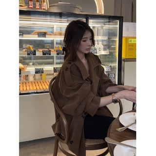 Áo khoác trench coat da lộn chất dày dặn 2 lớp
