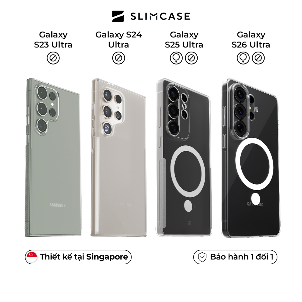 Ốp lưng UNIQUE Samsung S26 Ultra S25 Ultra S24 Ultra S23 Ultra SLIMCASE - Không ố vàng, siêu mỏng, hỗ trợ sạc không dây