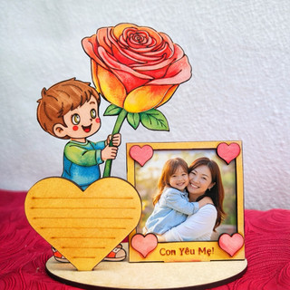 🌷 [GIÁ XƯỞNG] [VOUCHER EXTRA 10%] Thiệp Hoa Gỗ Tô Màu Kèm Khung Ảnh 8/3 – Quà Tặng Mẹ Ý Nghĩa 💝