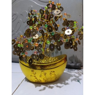 thỏi vàng dài 22cm cao 13cm rộng 14 cm làm cây Kim tiền trang trí chiêu tài có thể làm cây lớn 80cm