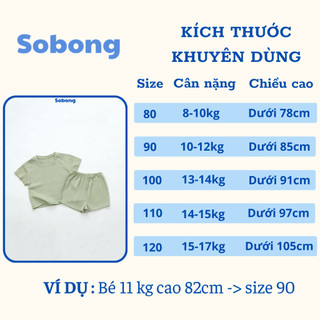 Bộ quần áo cộc tay trơn cho bé trai, bé gái Hokiha vải cotton bozip mềm mại, thoáng mát size 8-17kg BB17