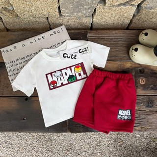 Set Bộ cộc tay bé trai Sêu Anh Hùng Tone Đỏ Hot Hit 2026, chất liệu cotton mềm mát tặng size 7-25kg