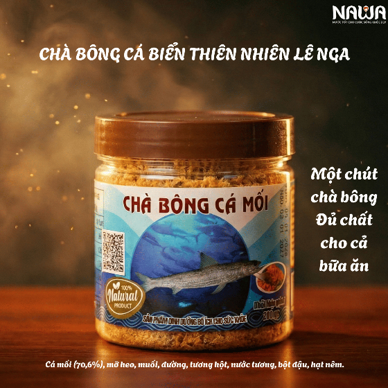 Chà bông cá biển thiên nhiên LÊ NGA - Chà bông cá mối / Chà bông cá thu cờ ( Hộp/200G )