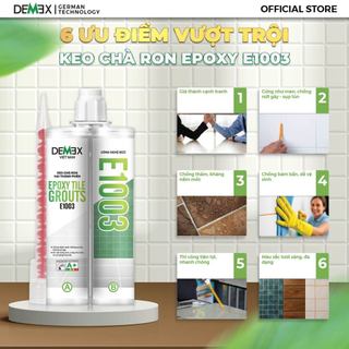 Combo Keo Chà Ron DEMEX E1003 + Súng Bơm Keo – Keo Epoxy Chà Ron Gạch Chuyên dụng trong Nhà, Chống Thấm, Chống Ố