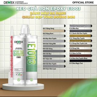 Combo Keo Chà Ron DEMEX E1003 + Súng Bơm Keo – Keo Epoxy Chà Ron Gạch Chuyên dụng trong Nhà, Chống Thấm, Chống Ố