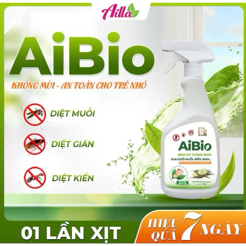 Bình Xịt Đuổi Muỗi, Côn Trùng Aibio Xua Đuổi Muỗi, Kiến, Gián, Hiệu Quả Nhanh Chóng, An Toàn Với Người Sử Dụng 530ml