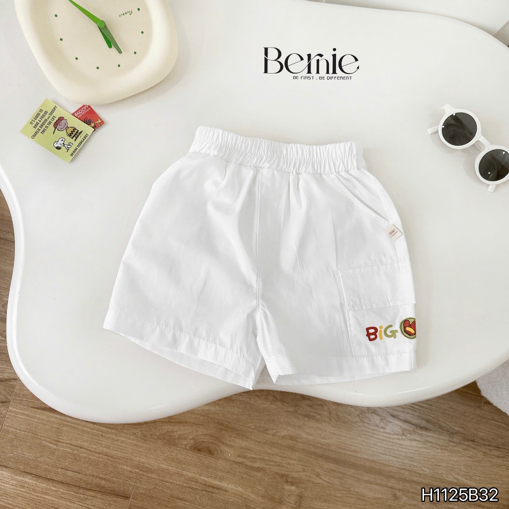 Bộ cotton cộc khủng long big player phối quần kaki, bộ thun cổ tròn in hoạ tiết phối quần kaki trắng