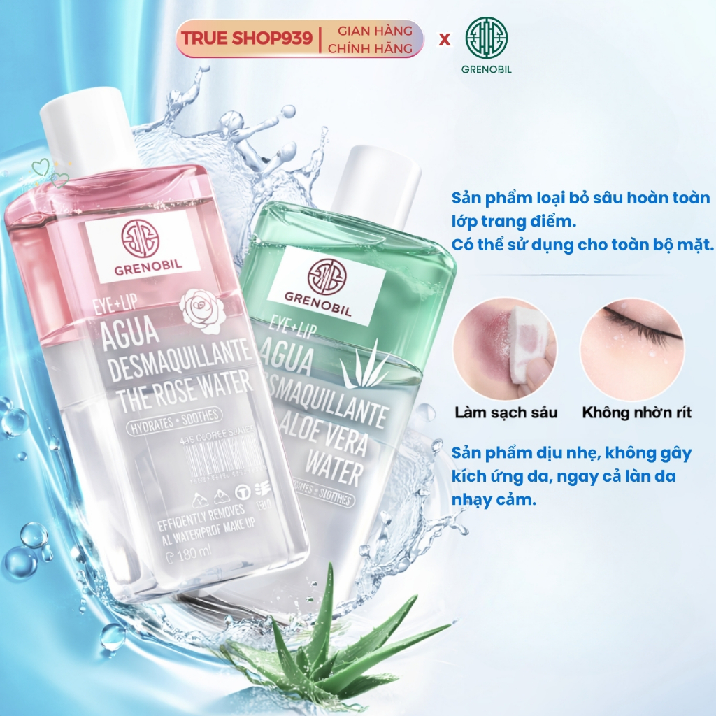 Nước tẩy trang mắt môi dịu nhẹ cho mọi loại da Grenobil 180ml