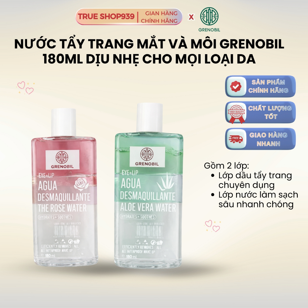 Nước tẩy trang mắt môi dịu nhẹ cho mọi loại da Grenobil 180ml