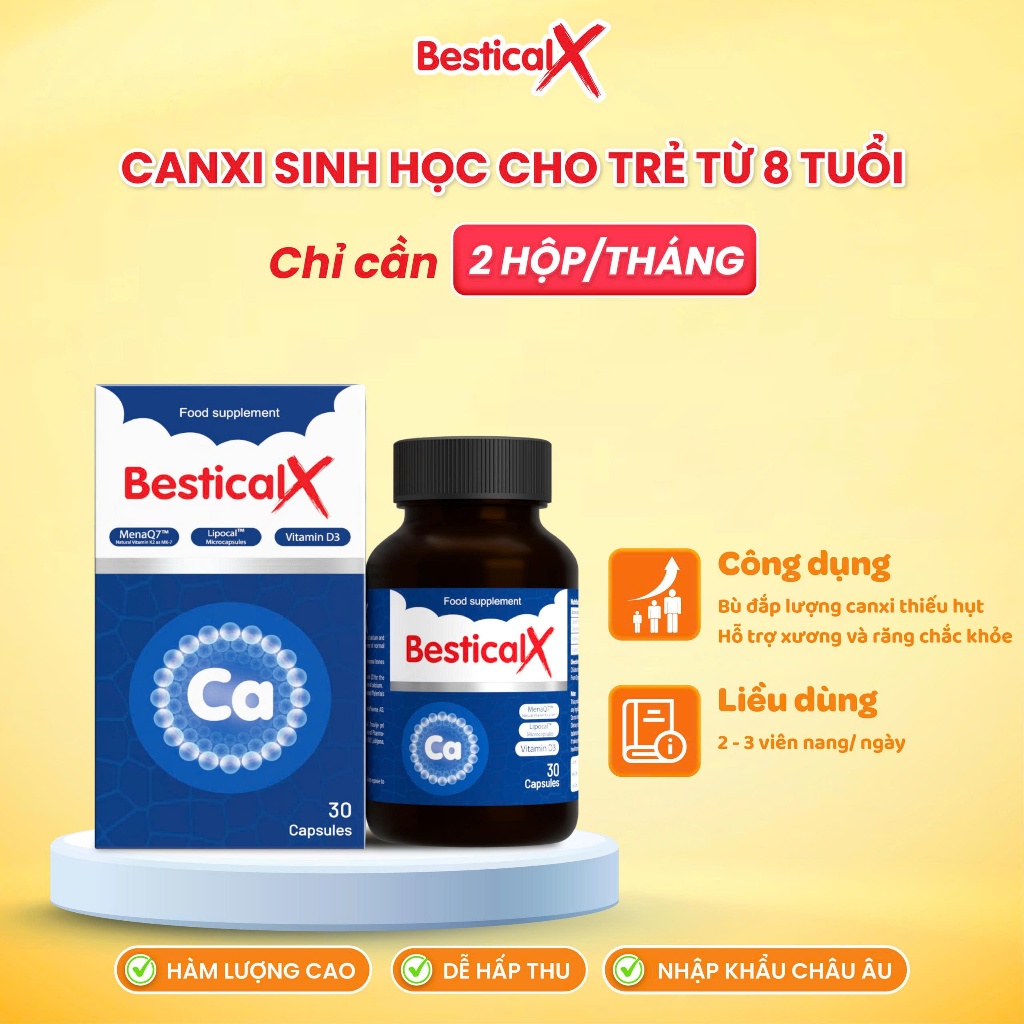 Canxi Bestical X - Canxi sinh học dạng viên trẻ [Hộp 30 viên] | Shopee ...