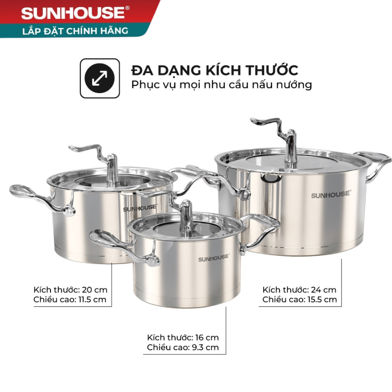 Bộ nồi Inox 5 đáy SUNHOUSE SHG2503MSA
