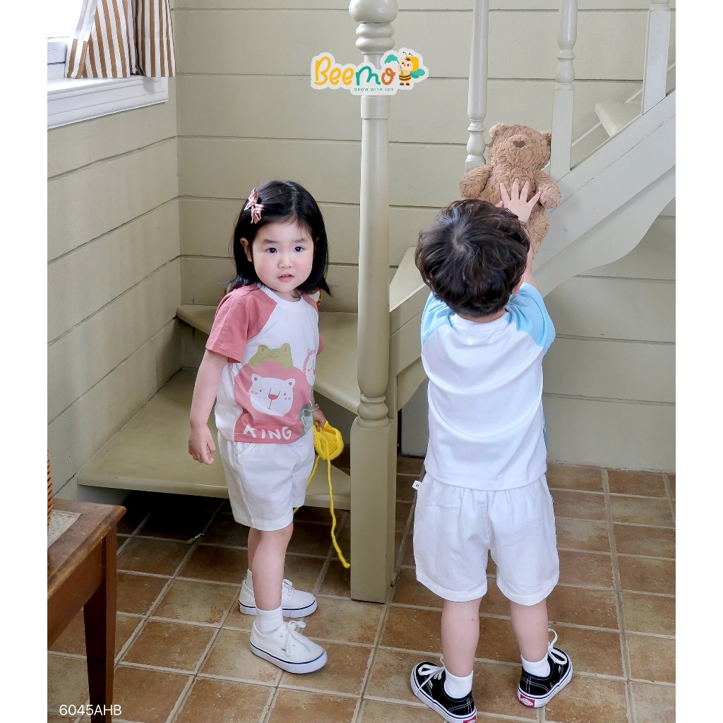 Áo phông cộc tay Raglan in hình sư tử dễ thương cho bé 9-21kg